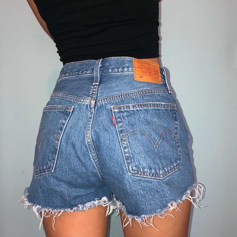 Levi’s vintage 501 high waisted distressed shorts